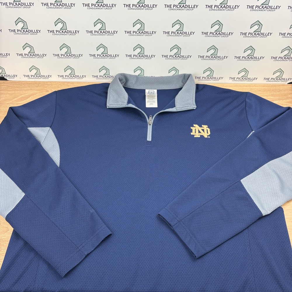 Proedge Notre Dame Fighting Irish Quarter Zip Pullover Navy Blue Mens Large L